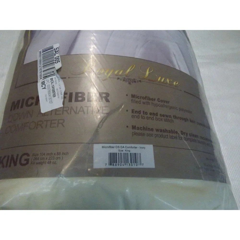 $130.0 Royal Luxe Lightweight Microfiber Down Alternative Comforter, Cream, King
